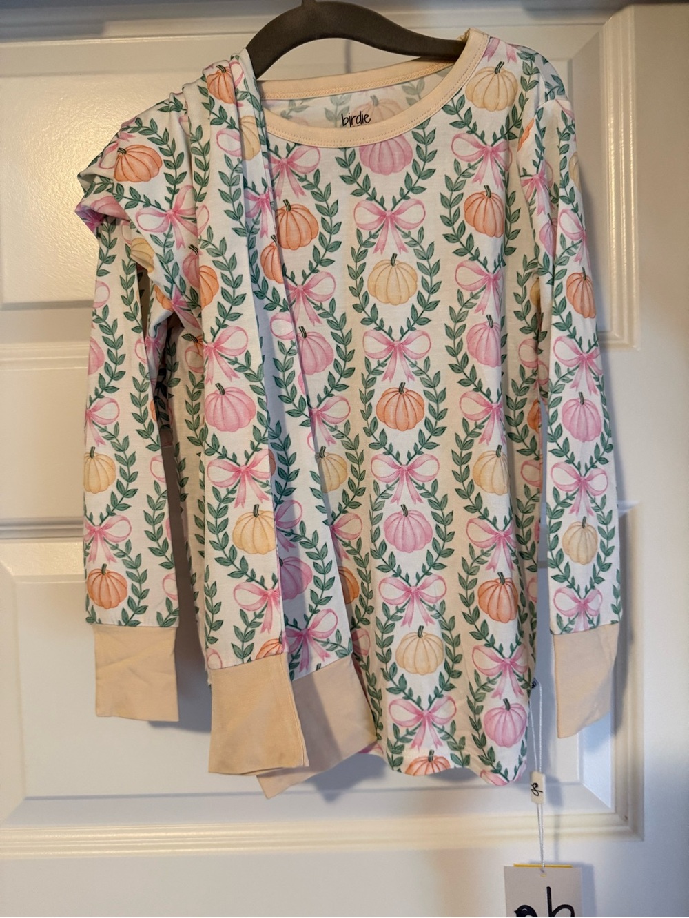 Birdie Bean Pink & Peach Pumpkin Print PJs